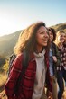 © duyina1990 - Four happy female friends hiking in the mountains