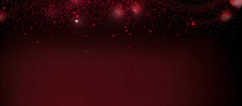 valentines light shine particles bokeh on maroon red background