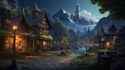 Fantasy RPG Village Game Artwork