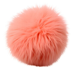 close up of peach rabbit fur pompom isolated on white background