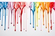 Colorful paint dripping isolated on white background