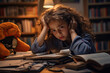 the stress and pressure children might face due to academic expectations, like studying late, feeling overwhelmed, or facing difficulties in understanding lessons.