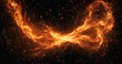 Fiery sparks swirling against a black backdrop resembling gleaming fire particles in the darkness, Burning flying sparks from blaze fire flame, Set of fire effects on isolated black background VFX