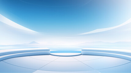 Wall Mural - 3d rendered sci-fi extended background, blue futuristic technological space scene illustration