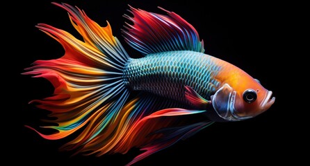 Wall Mural - 3D illustration of a colorful Siamese fighting fish