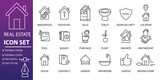 Fototapeta Do przedpokoju - set of real estate icons pixel perfect editable stroke perfect for business design of buildings, villas, houses and hotels. accommodation business icon element. web, apps