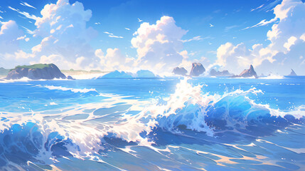 Wave illustration, summer summer travel wave element concept background