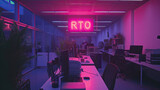 Fototapeta  - RTO - Return to Office mandate, written in neon sign letters. Banning work from home