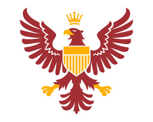 red coat of arms eagle with gold crown. flat vector illustration