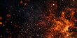 blazing fire and fire particles on a dark background