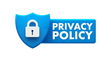 Canvas Print - Privacy Policy Security Badge - Blue Shield with Lock Icon for Data Protection Vector