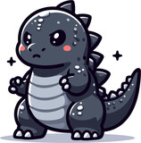 Fototapeta Dinusie - Godzilla angry, anime cute little character, vector illustration