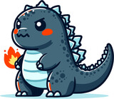 Fototapeta Dinusie - Godzilla cute character, vector illustration isolated