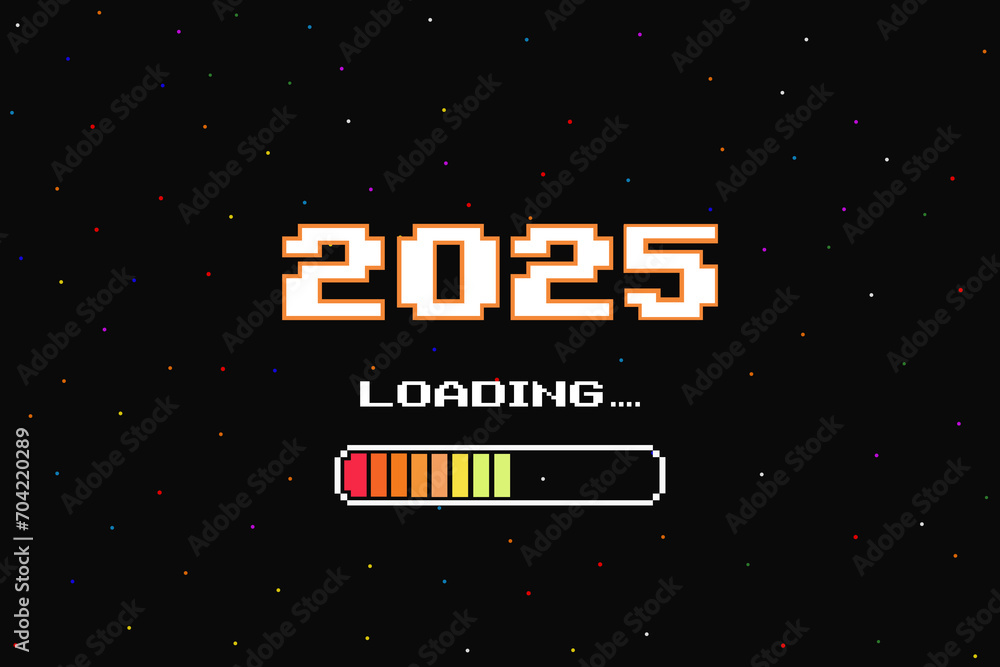 เวกเตอร์ Stock LOADING 2025 .pixel art .8 bit. retro game. for game ...