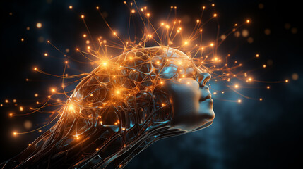neuron creation in brain, abstract background for science and humans.