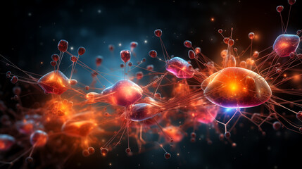 neuron creation in brain, abstract background for science and humans.