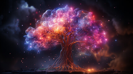 neuron creation in brain, abstract background for science and humans.