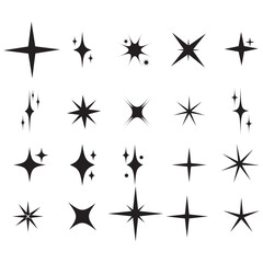 Wall Mural - sparkles symbols vector. the set of original vector stars sparkle icon. bright firework, decoration 