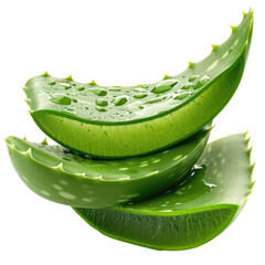 Wall Mural - Aloe vera fresh plant pieces isolated on white trnsparent, PNG