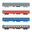 Modern passenger car in four color options. Side view