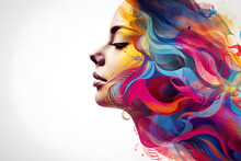 Abstract Colourful Typographic Portrait Of Woman