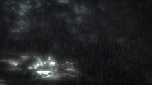Sky Timelapse Of Night Rain, Heavy Dark Clouds, Thunder And Lightnings - Loop Video