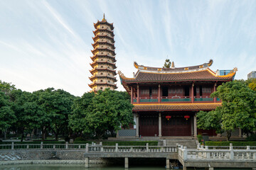 Wall Mural - Temple Pagodas and Urban Scenery, Fuzhou, China