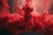 Graphic resources of red smoke, mist, cloud or dye, paint floating in water or levitating in air. Abstract, minimalist and surreal blank background with copy space
