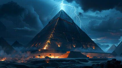 Canvas Print - Pyramid of Giza as a power conduitof an ancient alien technology