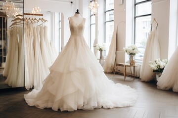 An elegant and luxury modern wedding dress boutique