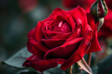 Wall Mural - Closeup of red rose in garden