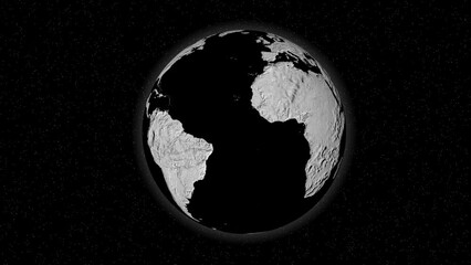 Wall Mural - Planet Earth is moving in black and white 3D. A planet in an open universe.