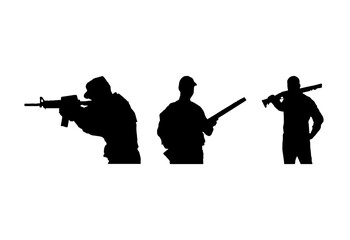 high quality detailed silhouettes, man with gun silhouettes