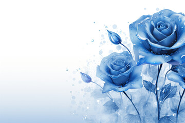 bouquet of blue roses on a blue background with copy space. for valentines, weddings, invitations, c