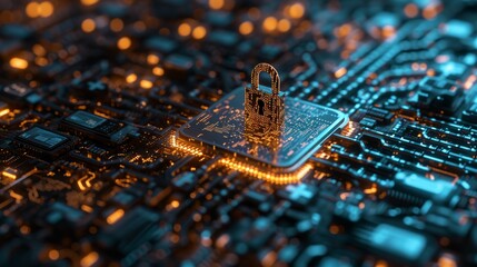 Access control. Fingerprint security. Cybersecurity and information technology. Blue, red background with digital integrated network technology.