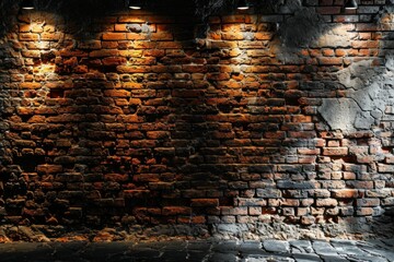 Wall Mural - Bricks wall with lights spot on center backgrounds