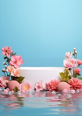 Wall Mural - spa frame banner with flowers  