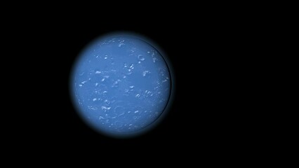 Wall Mural - The blue planet with craters is moving in orbit. Planets are lifeless in an open universe.