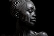 © jambulart - Artistic illustration featuring a woman in a black and white optical illusion with stripes.