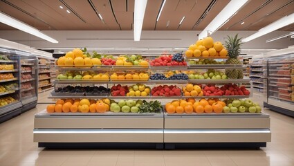 Wall Mural - clean and modern fresh fruit supermarket photos made by AI generative