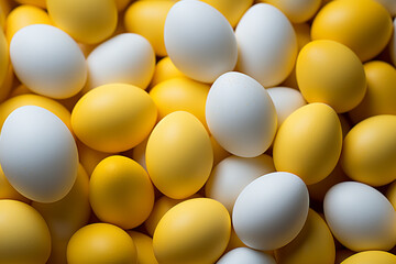 Poster - Egg - Simplistic white and yellow abstract shapes in a smooth form.