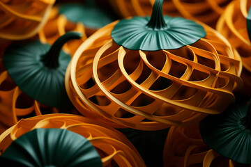 Poster - Pumpkin - Rich orange and green abstract shapes in a rounded form.