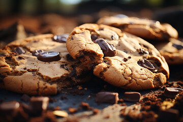 Poster - Chocolate chip cookie - Brown abstract forms with dark chocolate spots.