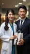 © duyina1990 - A female doctor and a male patient holding a gift bag