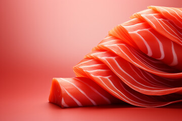 Poster - Sashimi - Sleek, minimalist abstract shapes in salmon pink and tuna red.