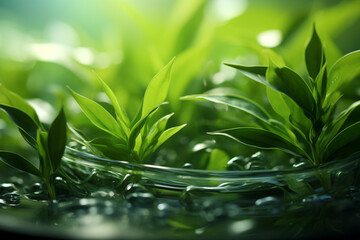 Poster - Green tea - Soft, watery green abstract shapes with a Zen-like quality.