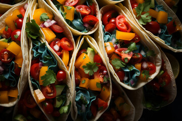 Poster - Tacos - Bold, colorful abstract shapes representing various fillings.