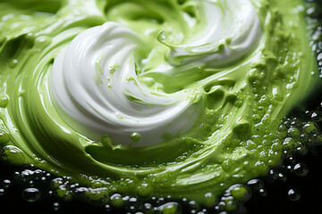 Poster - Matcha latte - Frothy green and white abstract swirls.