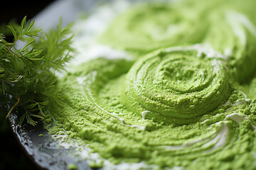 Poster - Matcha latte - Frothy green and white abstract swirls.