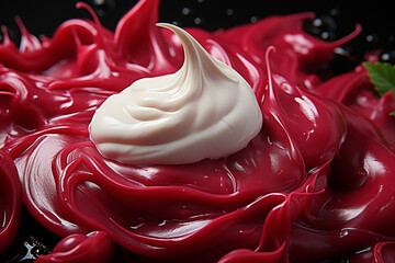 Poster - Borscht - Deep red beet abstract with a dollop of sour cream.